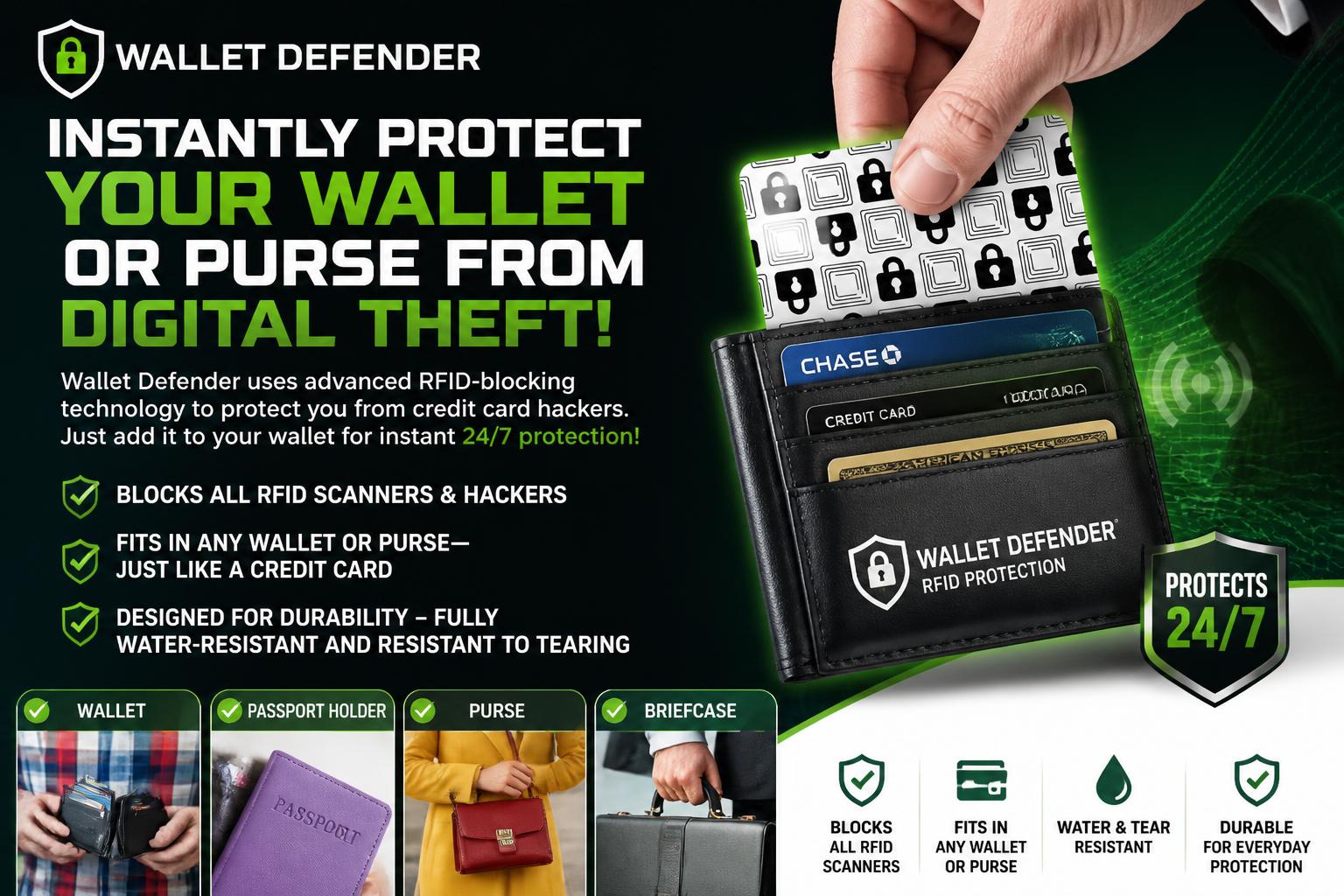Graphic comparing Wallet Defender features and benefits with icons and descripti